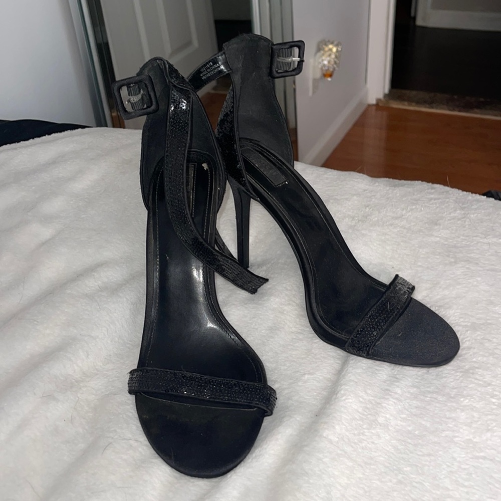 Black sequin heels